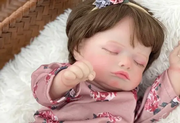 49CM Full Body Vinyl Silicone Reborn Rosalie Newborn Dolls Sleeping Baby Handmade Painted Lifelike 3D Skin with Visible Veins