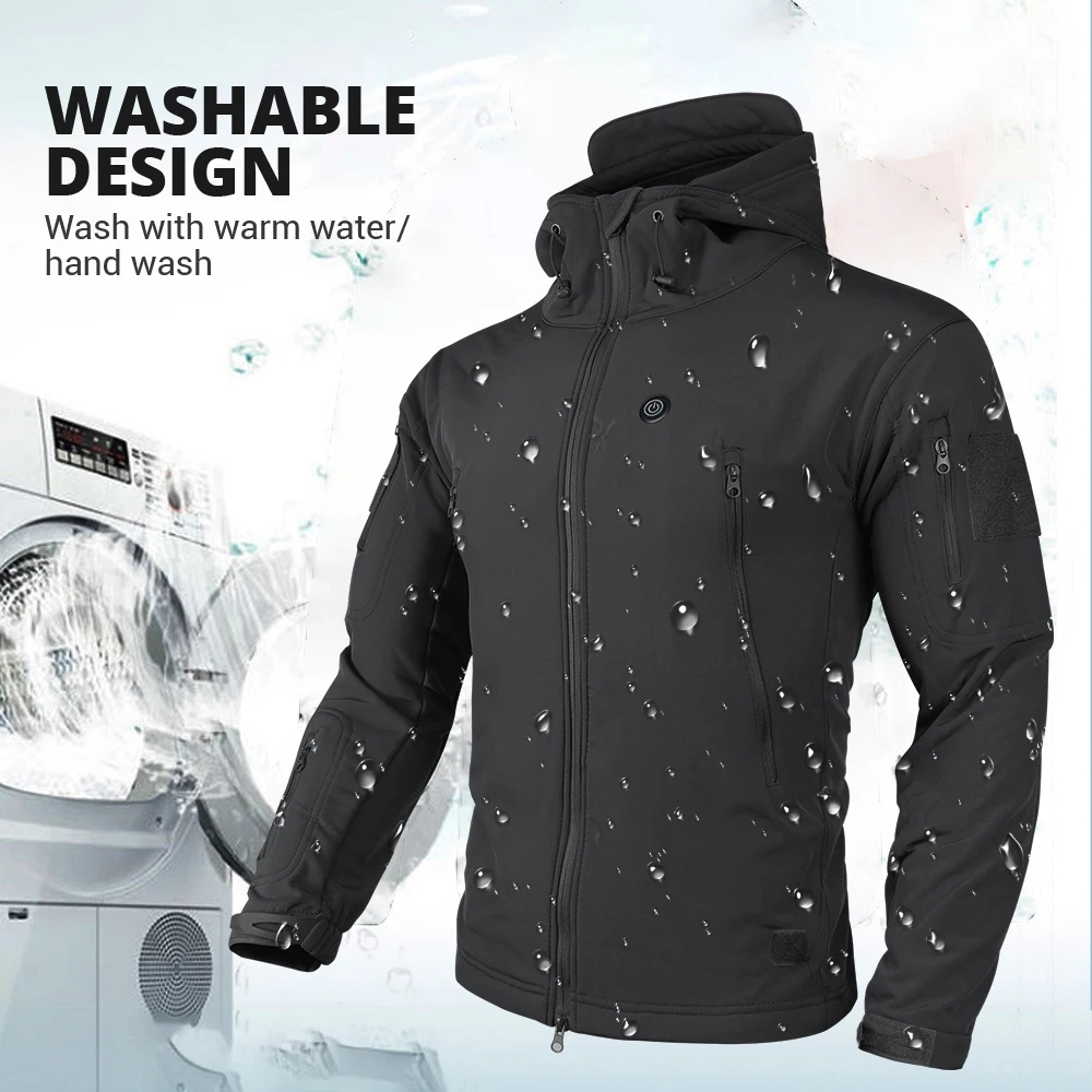 Winter Jacket Hooded Electric Heated Jacket USB Heating Jackets Camping Warm Winter Coat Heated Clothes M-4XL