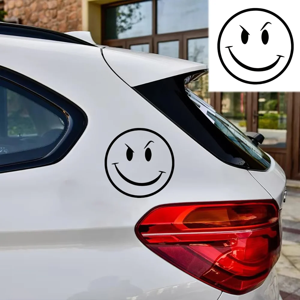 Die-Cut Vinyl Evil Smiley Face Car Sticker Waterproof Auto Decal for Car Body Bumper Rear Window Laptop Decor