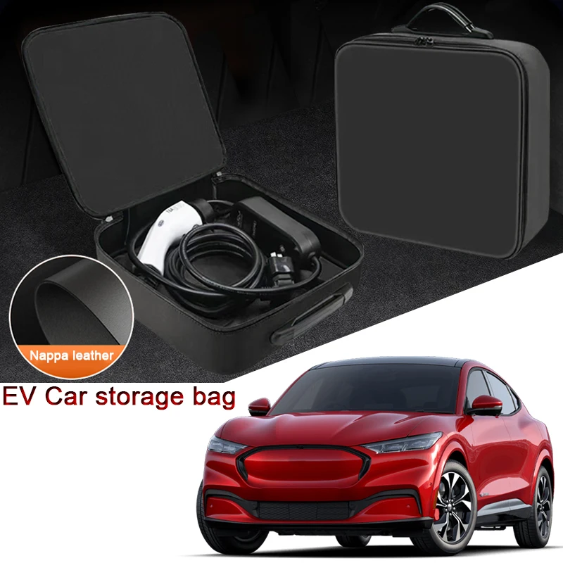 EV Car Charging Cable Storage Box Electric Vehicle Charger Cables Carry Bag Fit For Ford Mustang Mach-E Tourneo Courier Connect