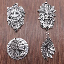 1pcs Charms Indian Chief & Woman Head For Jewelry Making Jewelry Findings Accessories Antique Silver Color Indian Charms
