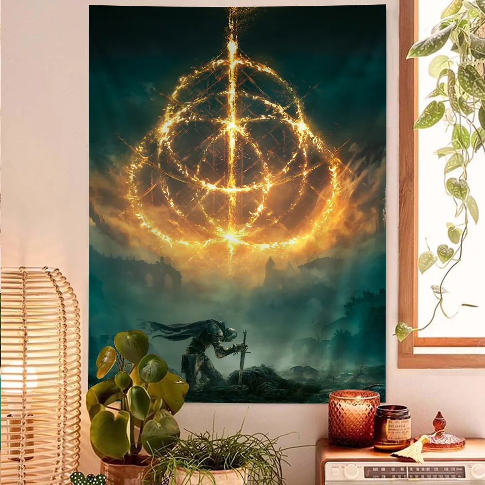 E-elden Ring game Chart Tapestry Art Science Fiction Room Home Decor Cheap Hippie Wall Hanging