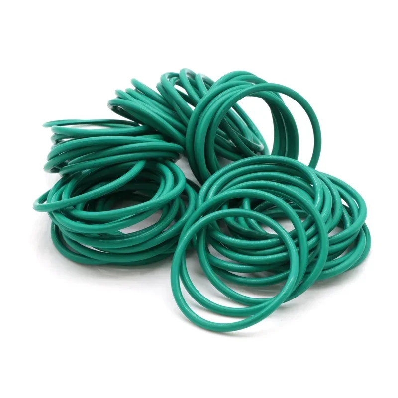 10/50Pcs Green FKM O Ring CS 2mm OD 5~160mm Sealing Gasket Insulation Oil Resistant High Temperature Resistance Fluorine Rubber