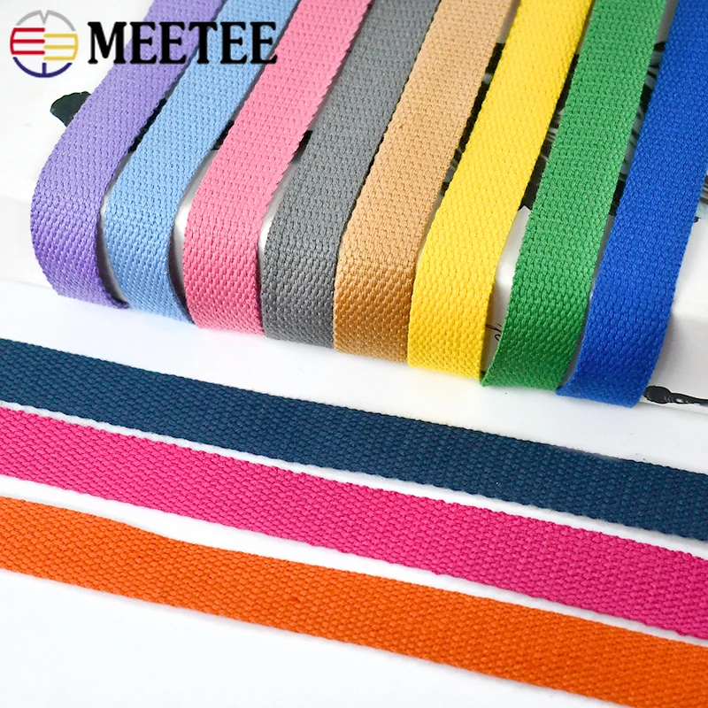 

10Meters Meetee 20-50mm Colored Cotton Webbing Band for Sewing Clothes 1.3mm Thick Ribbon Belt Bag Strap Bias Binding Decor Tape