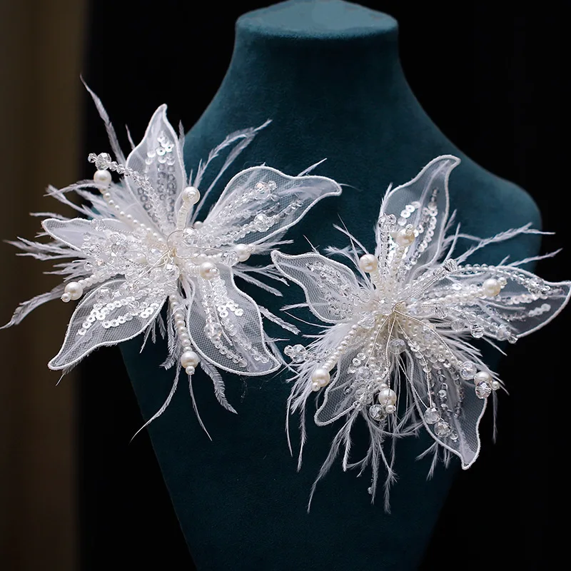 

1 шт., винтажная заколка для волос с кружевным цветком и утконосом, зажим для танцевального шоу, белая цветочная сетка, заколка для волос с цветком, свадебная фата, головной убор для девочек