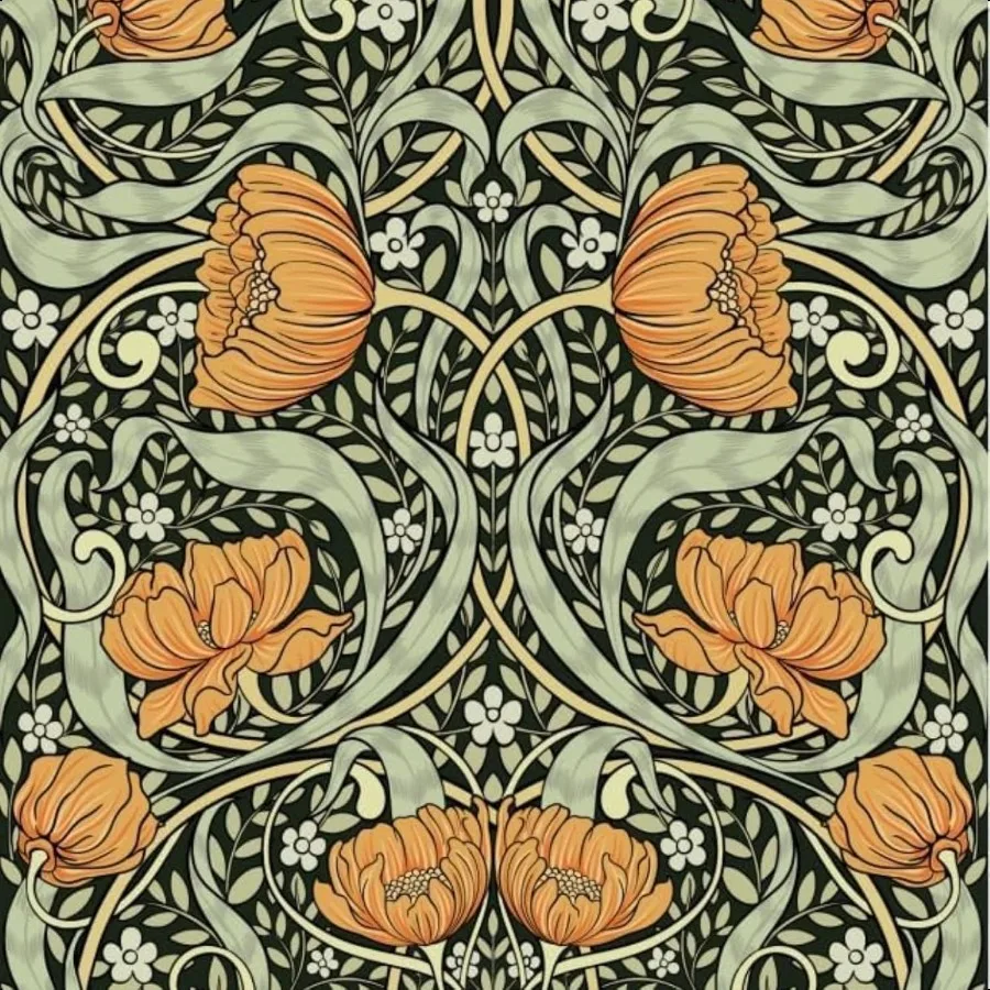 

Обои William Morris Peel and Stick, современные обои середины века для ванной комнаты, зеленые цветочные наклейки в стиле бохо, клей для листьев, удаление