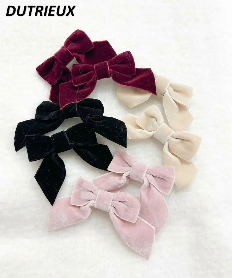 

Rojita Lolita New Headwear Simple Ladies Hair Clip Cute Sweet Bow A Pair of Hairclips Barrettes Fashion Accessories for Women