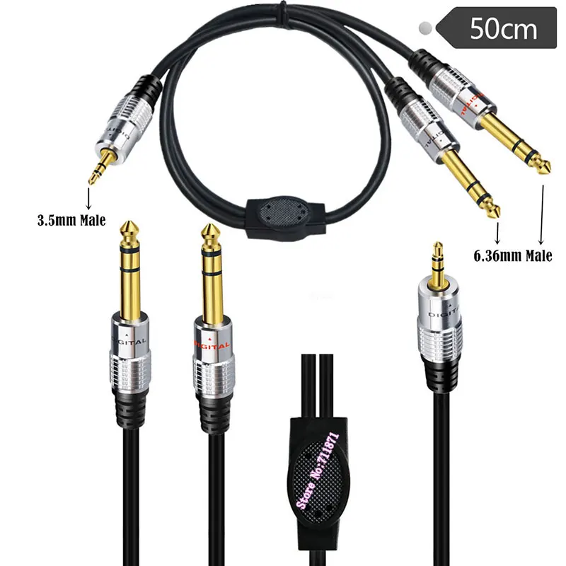 Macho para cabo adaptador fêmea, Audio Line Wire, Macho, Fêmea, 2, 6,35mm, 6,35 m, F, TRS, 3,5mm