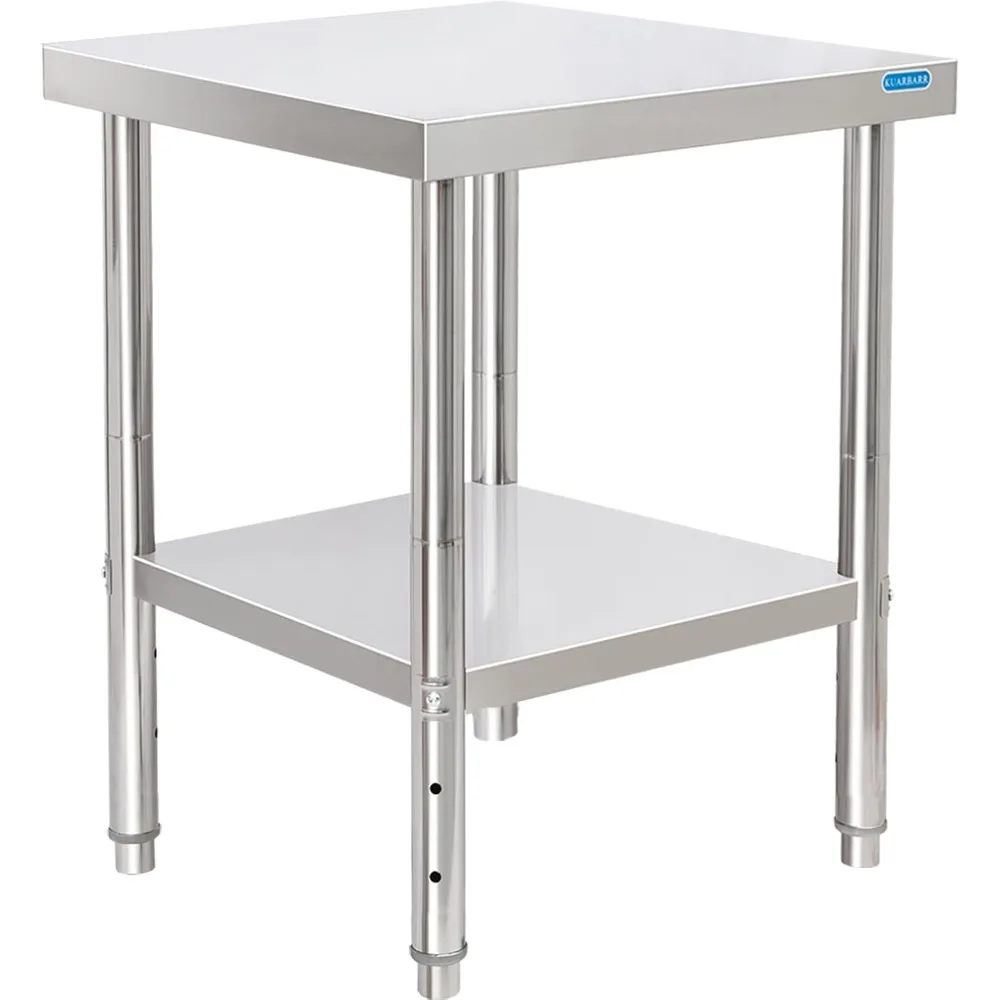 طاولة من الفولاذ المقاوم للصدأ للإعداد والعمل مع رف داخلي مقاس 24 × 24 بوصة NSF طاولة إعداد المطبخ التجارية المعدنية مع طاولة إعداد المطبخ التجارية القابلة للتعديل