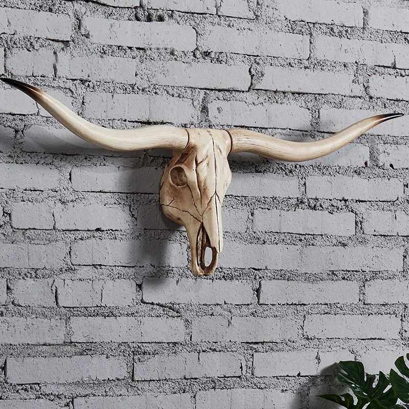 Deer Geit Bull Koe Schedel Hoofd Muur Opknoping Decor 3D Dier Sculptuur Beeldjes Ambachten Hoorns Voor Thuis Halloween Decoratie