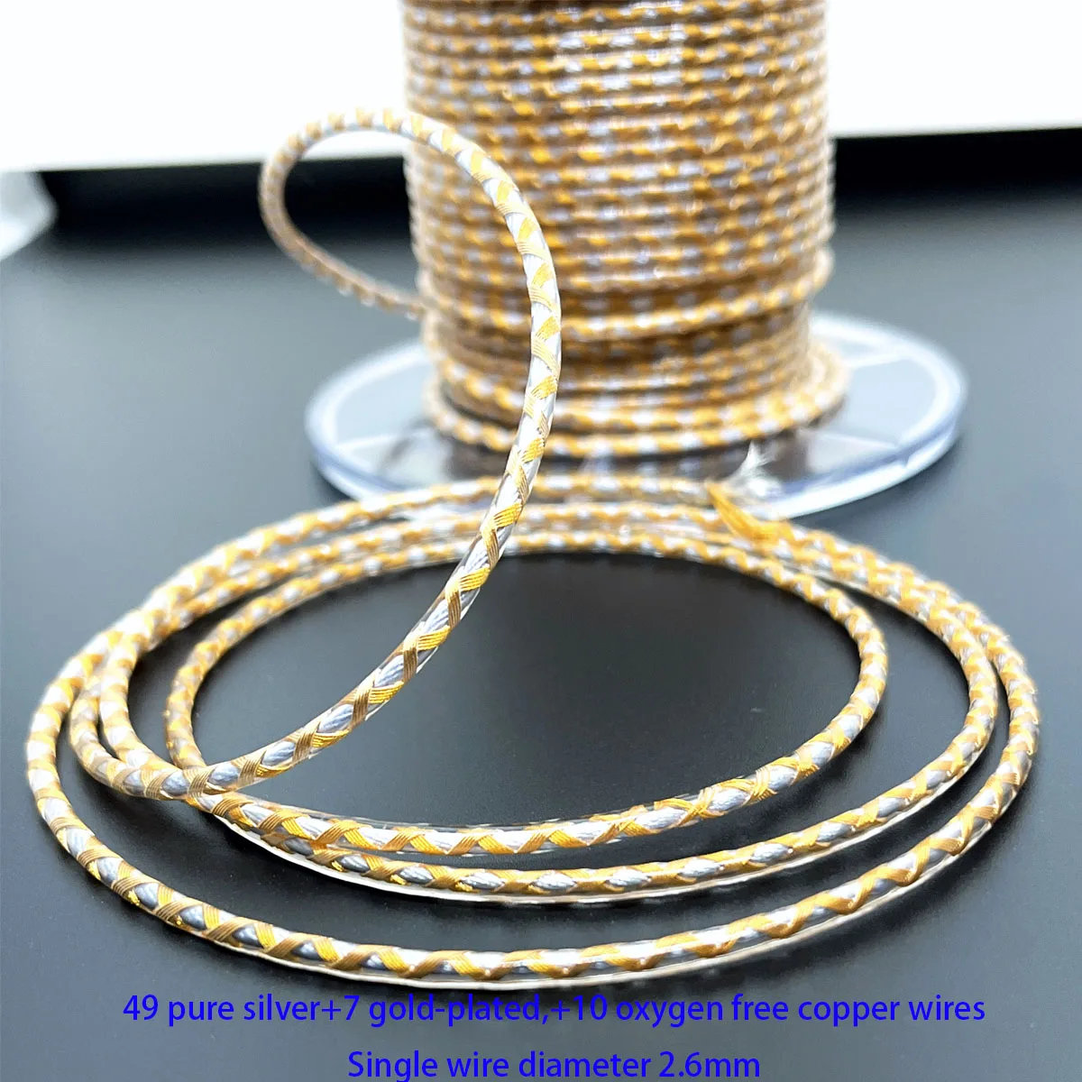 Oil immersed high-purity copper gold-plated+pure silver mixed coaxial LIZI structure transparent headphone cable