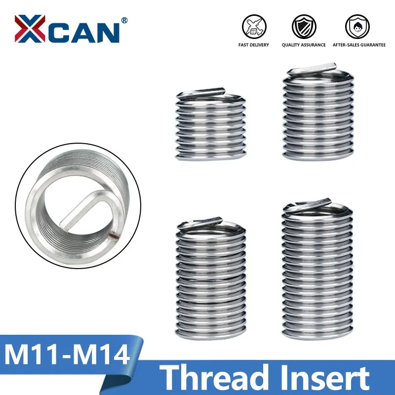 XCAN M11 M12 M14 Inner Thread Insert Assorted Set 304 Stainless Steel Thread Insert Fasteners Hardware Screw Repair Tool