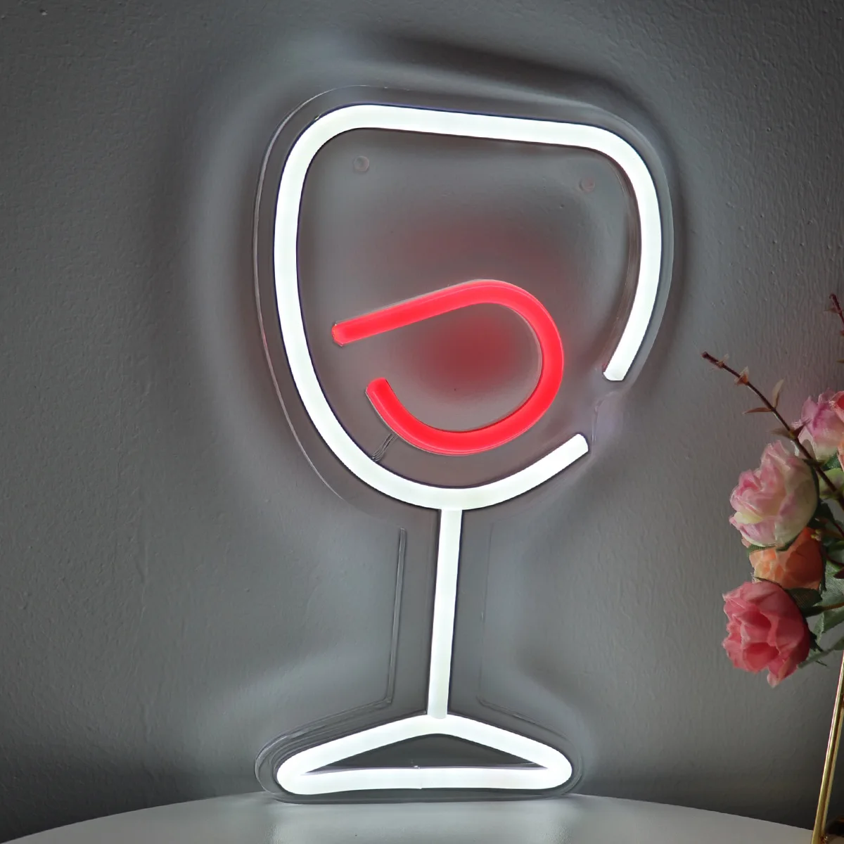 

1pcWine Glass LED Wall Neon Art Sign Light For Party Influencer Living Room Club Bar Juice Shop Decoration 6.10''*10.12''