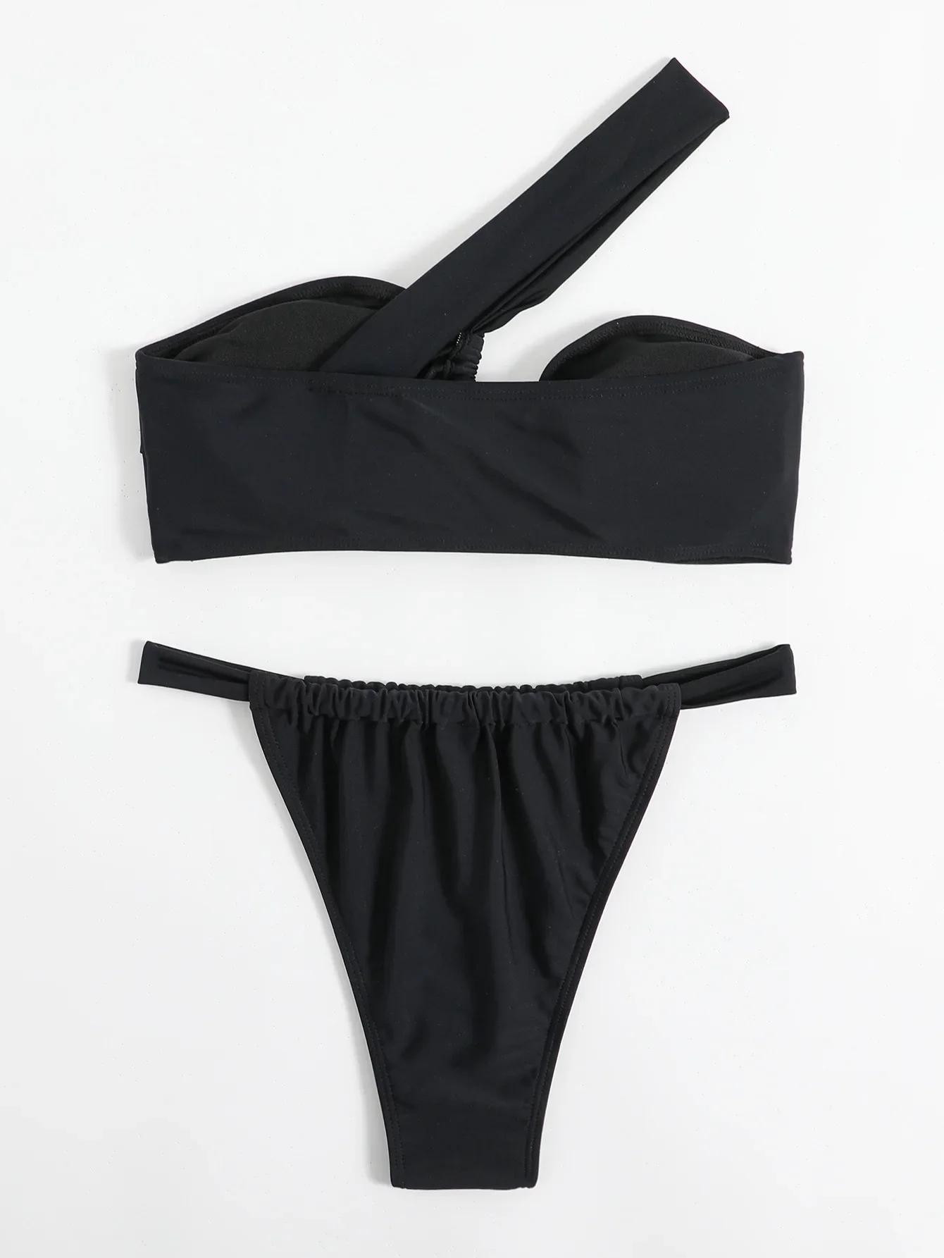Cikini-Maillot de bain fendu pour femme, bikini à initiation unique, initié incliné, ensemble de bikinis à document solide, maillot de bain de plage d'été, bain trempé pour femme