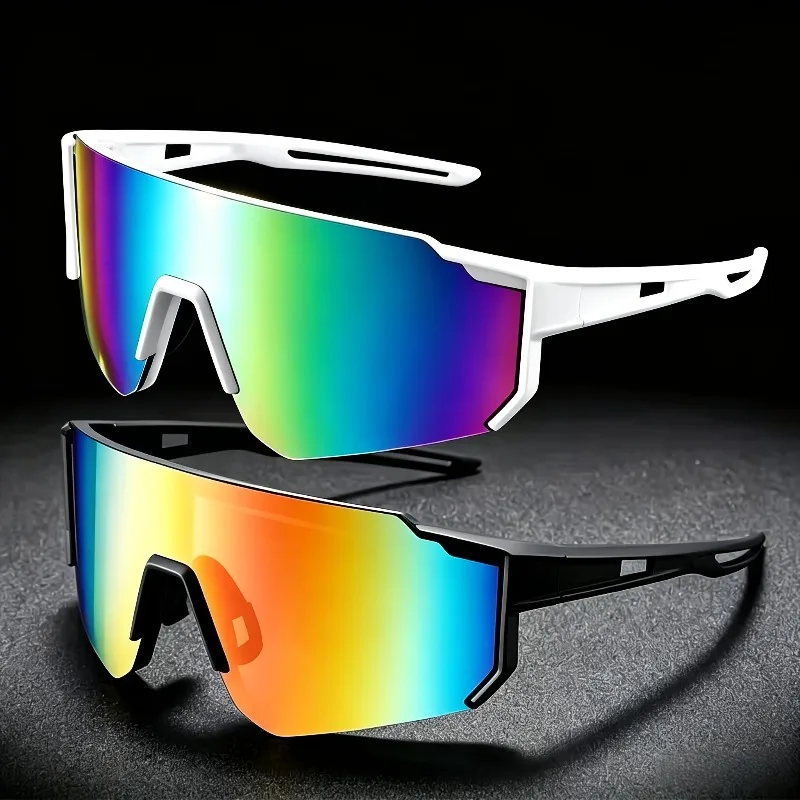 2pcs Classic Men's Surround Style Mirror Sports Sunglasses Are Suitable for Outdoor Cycling and Fishing