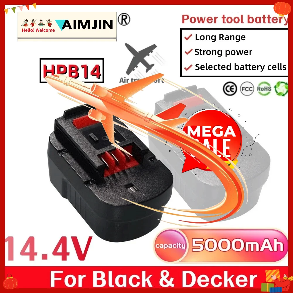 📦14.4V HPB14 Battery For Black And Decker 5000mAh Ni-Mh Replacement For Firestorm FSB14 FS140BX 499936-34 📦