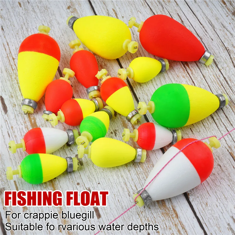 5pcs Weighted Fishing Floats Bobbers Foam Slip Bobber Snap-on Oval Ball Cork Fishing Floats for Santee Crappie Bluegill Panfish view 6
