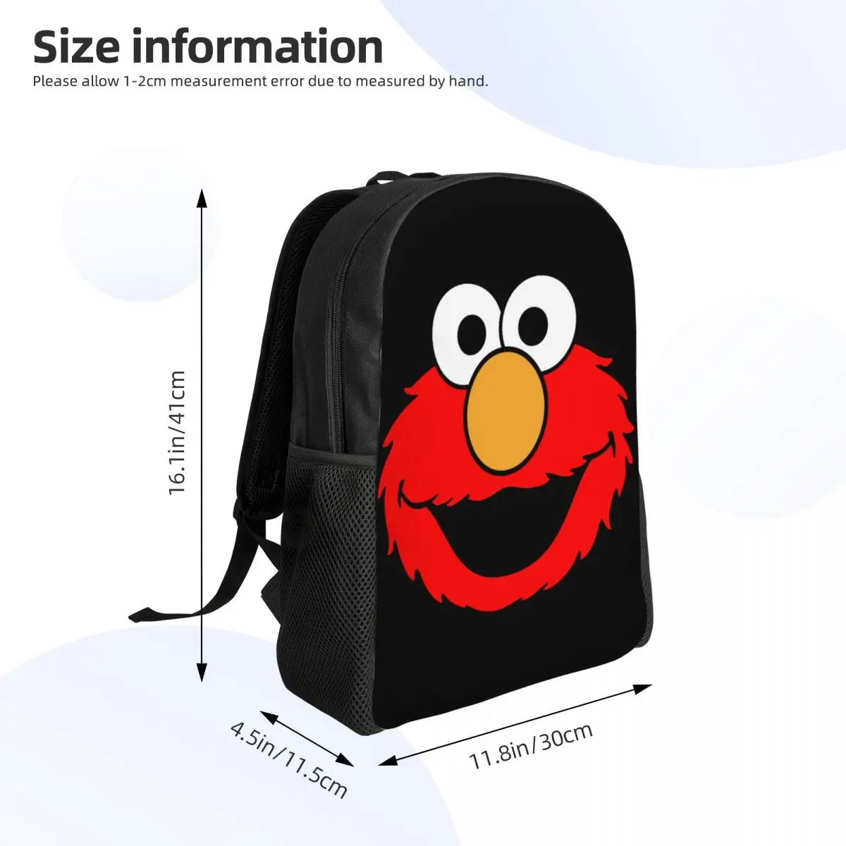 Custom 3D Printing Cookie Monster Backpack Cartoon Sesame Street School College Travel Bags Bookbag Fits 15 Inch Laptop