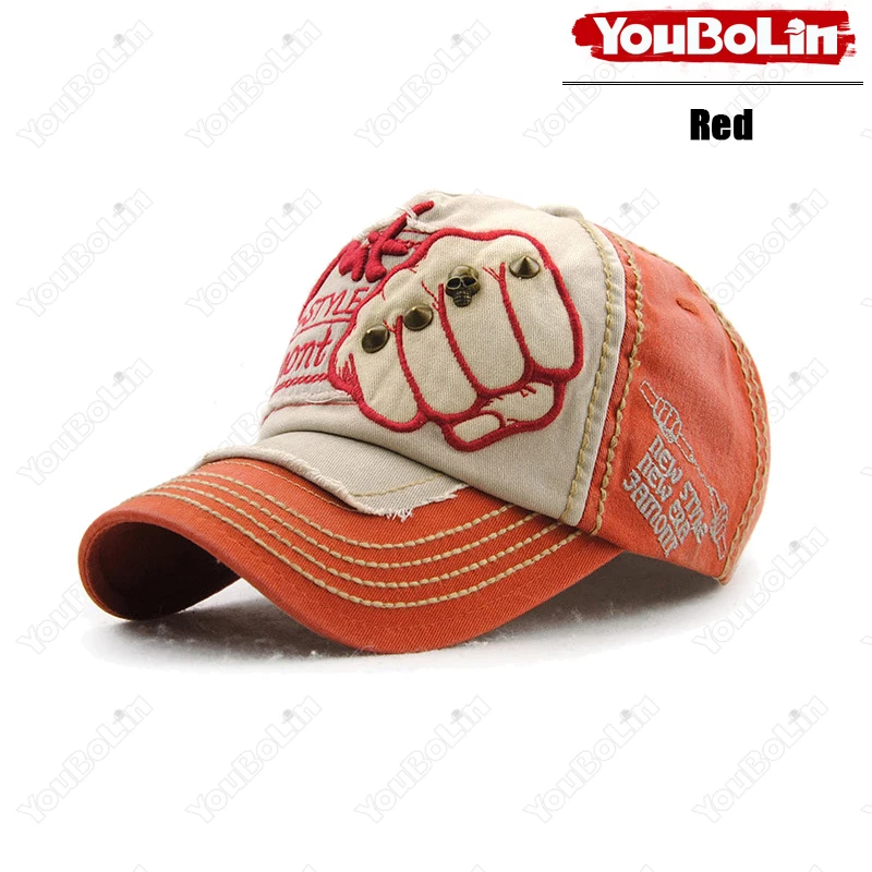 High Quality Fist Rivet Element Embroidery Cotton Adjustable Baseball Cap Hip Hop Hat Trucker Caps Dad Hats