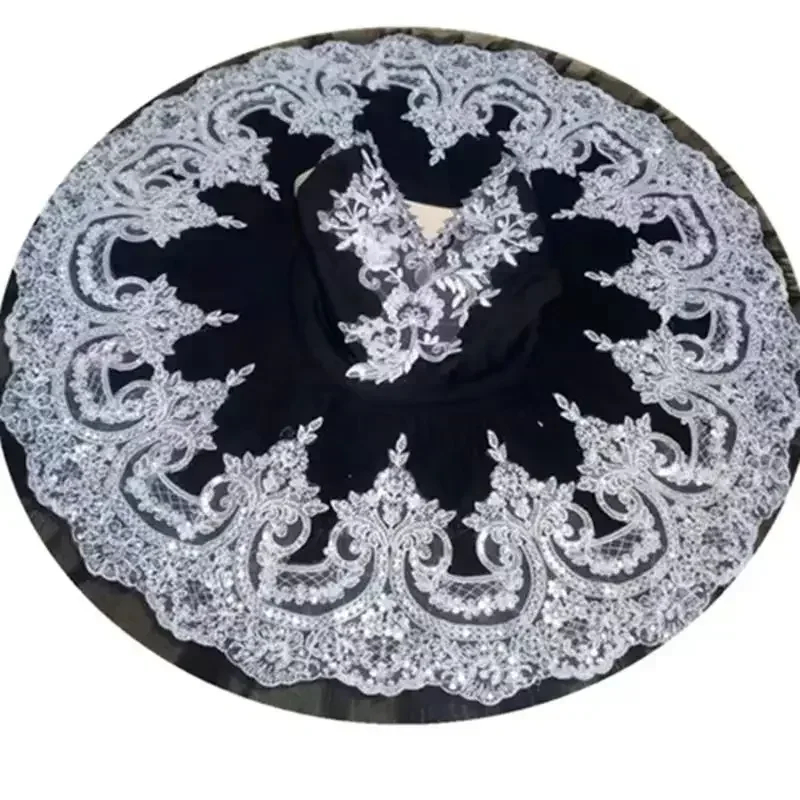 여자 여자 블랙 전문 발레 투투 스커트 어린이 성인 스팽글 백조의 호수 팬케이크 공연 의상 발레리나 파티 드레스