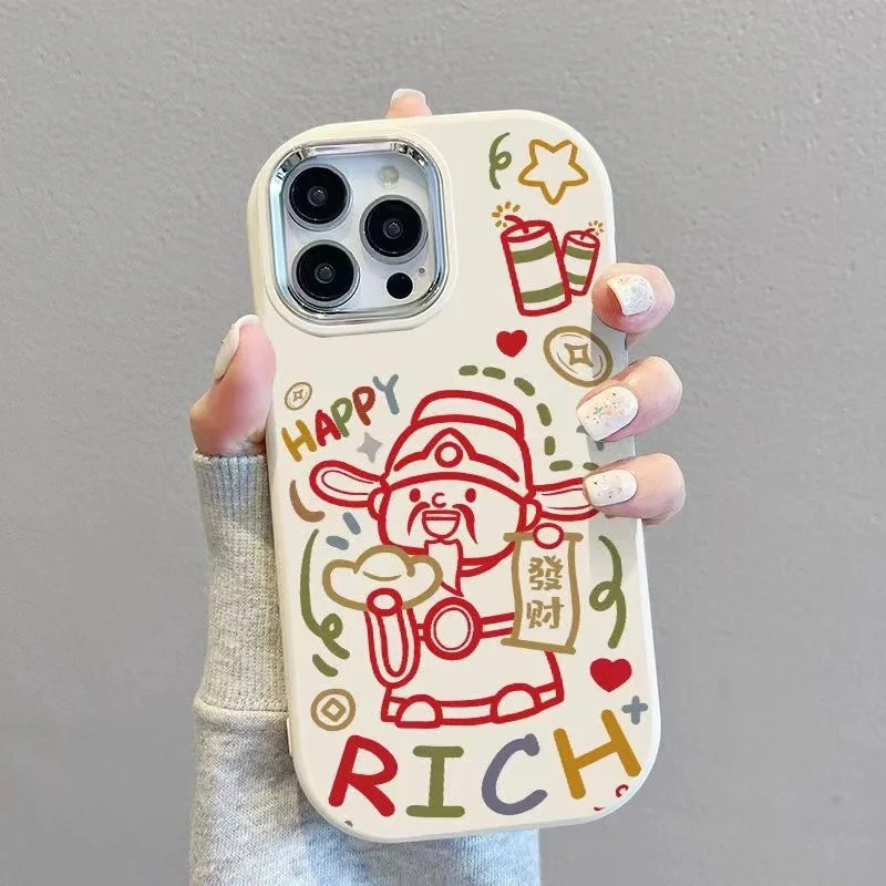 Interesting God of Wealth Shockproof Fashionable Phone Case For iPhone 15 Pro Max 14 Plus 13 12 11 XR X XS 8 7 Cover