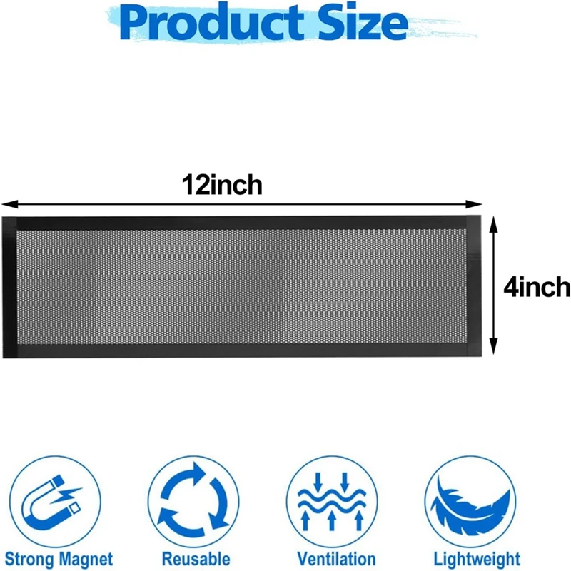 Floor Vent Covers Magnetic PVC Vent Mesh Cover, 4Pack Black Air Vent Screen Cover Floor Vent Cover