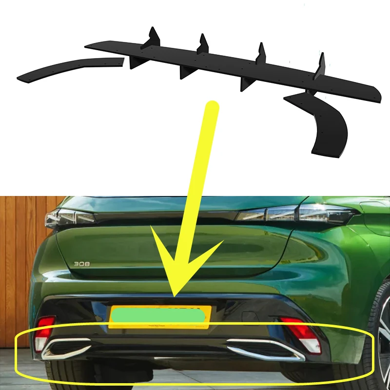 

Fit Peugeot 308 Hatchback Allure 2022--2024 Year Rear Diffuser Bumper Lips Spoiler Splitter Body Kit Accessories