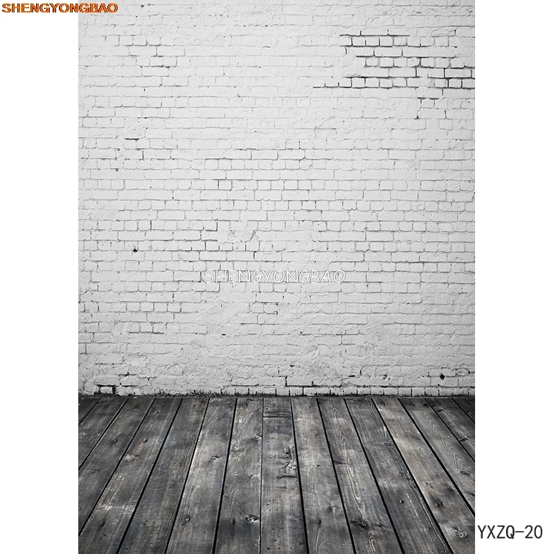 SHENGYONGBAO 디지털 프린트 빈티지 벽돌 벽, 나무 바닥 사진 배경, 사진 배경 스튜디오 소품 AZQ-01