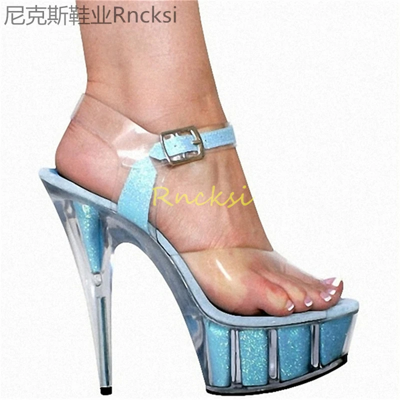 15cm Joker high heel sandals women's black stiletto fashion sandals fashion