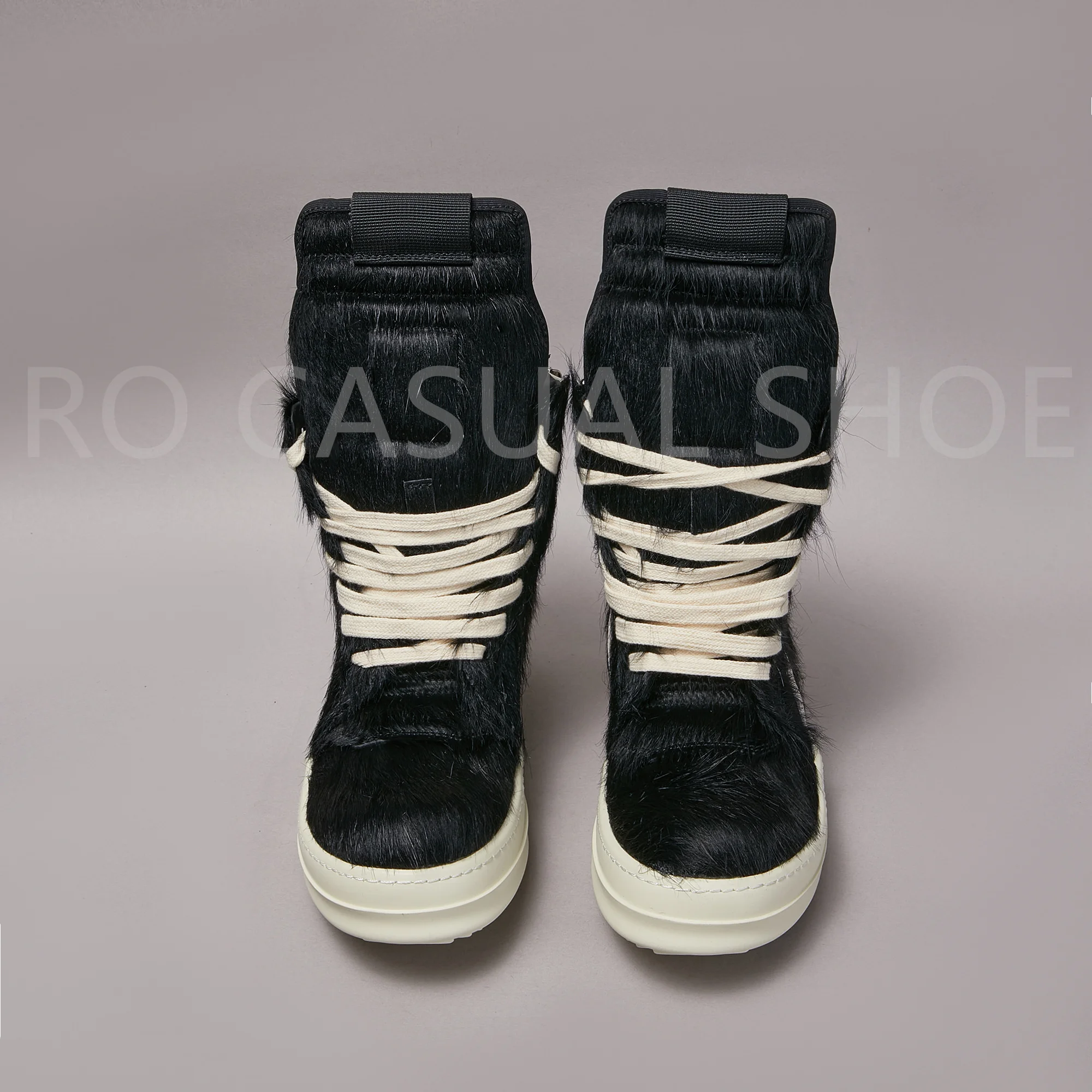 Ricks Genious Black Horse hair High Top Geobasket Owens Качественная мужская обувь на молнии Женские кроссовки Повседневные дизайнерские ботинки и