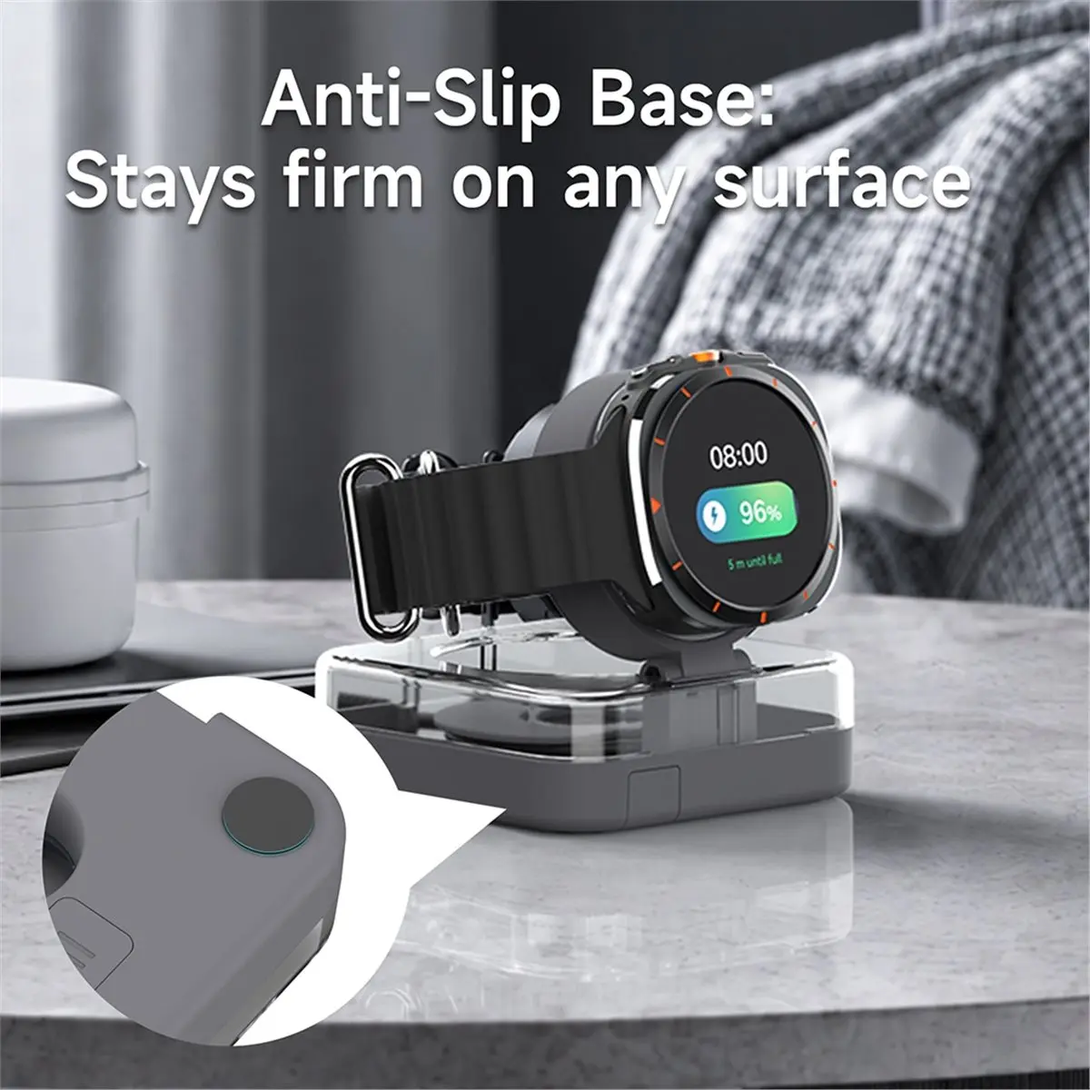 Charger Case for Galaxy Watch Cable Charging Cord Organizer Storage Box Phone Holder Watch Stand B