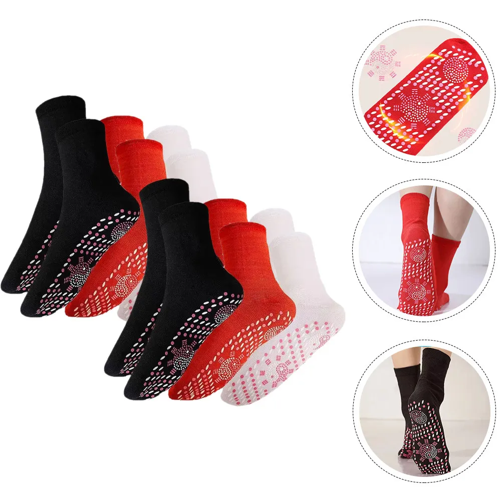 

6Pairs Self Heating Winter Socks Comfortable Warm Cotton Socks Breathable for Skiing Hiking Cycling Women Accessory