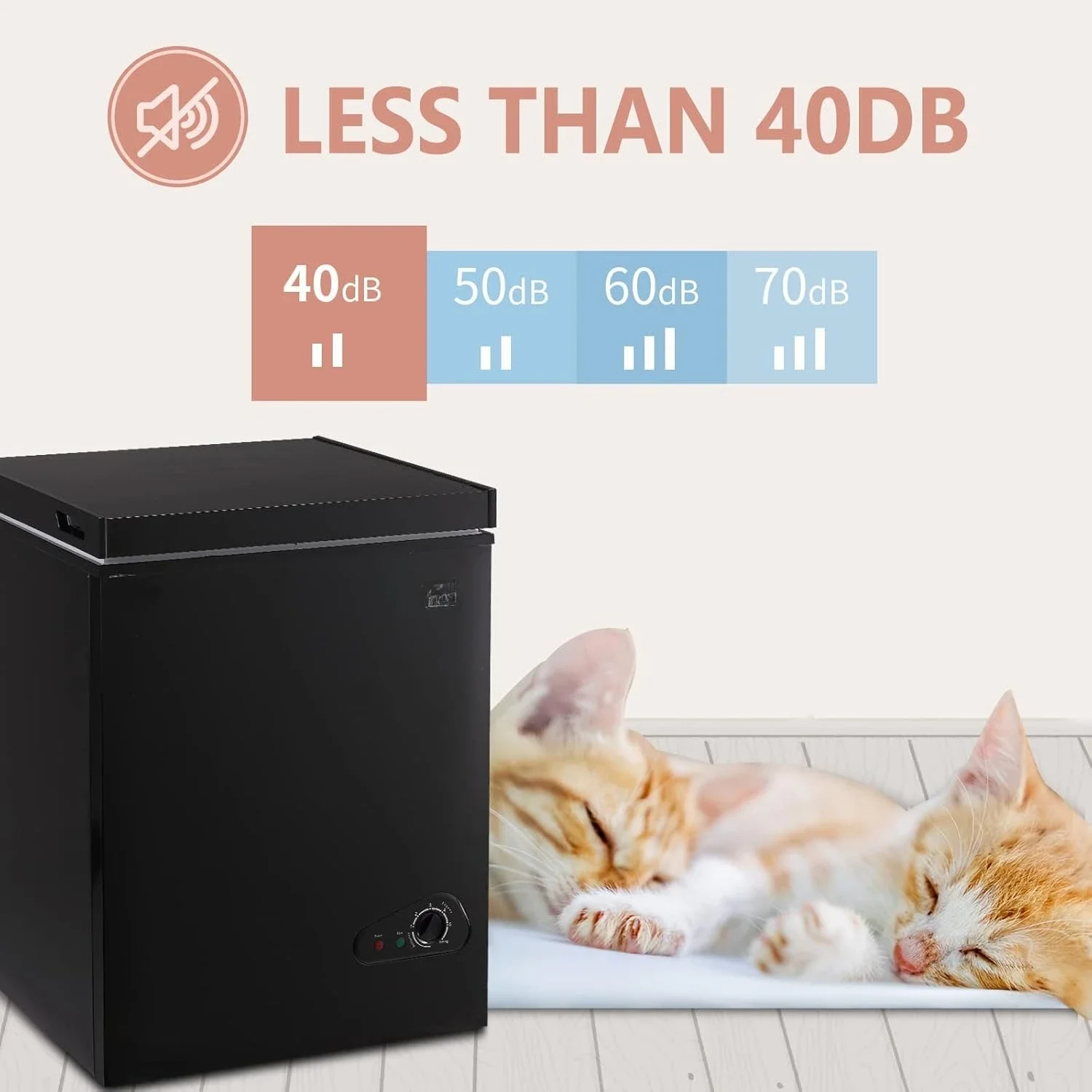 فريزر صدر مدمج 3.5 قدم مكعب مع سلة قابلة للإزالة، فريزر عميق مفتوح بذاته للباب العلوي مع تعديل 7 تروس، أسود (72Q)