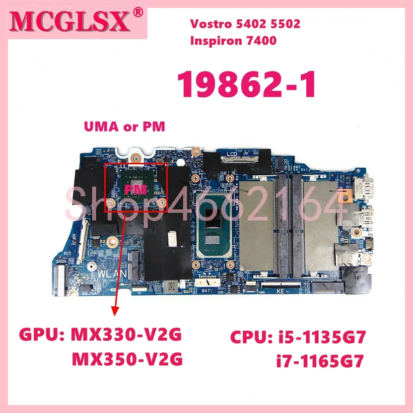 

19862-1 With i5 i7-11th Gen CPU Mainboard For DELL Vostro 5402 5502 Inspiron 7400 Laptop Motherboard CN 0N9CJ5 0H2F8K 01WHM5