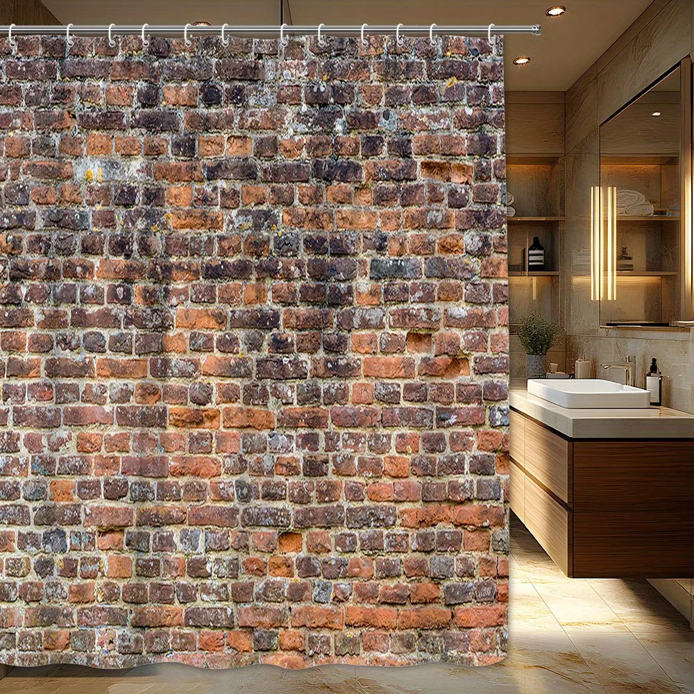 Waterproof Polyester Shower Curtain Liner Rustic Industrial Brick Wall Background Bathroom Decor Curtain Home Decoration for Mod