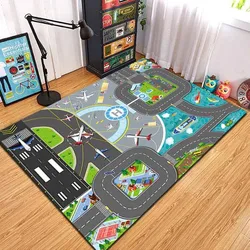 Cartoon traffic track carpet children's game crawling floor mat home decoration bedroom bedside non-slip carpet