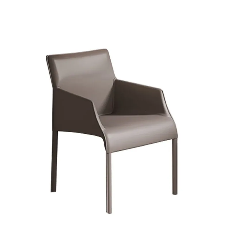 Italian light luxury dining chair minimalist saddle leather backrest modern minimalist master design home restaurant