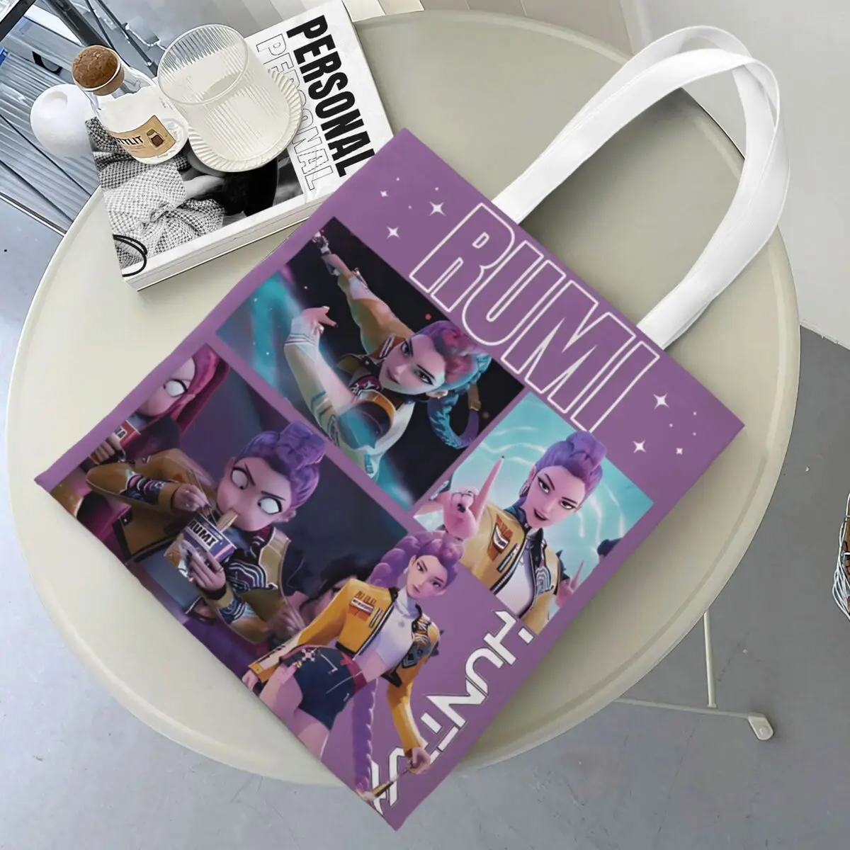 

KPop Demon Hunters Shopper Bag Huntrix Rumi Kawaii Handbags Polyester Office Tote Bag Lady Print Beach Bag
