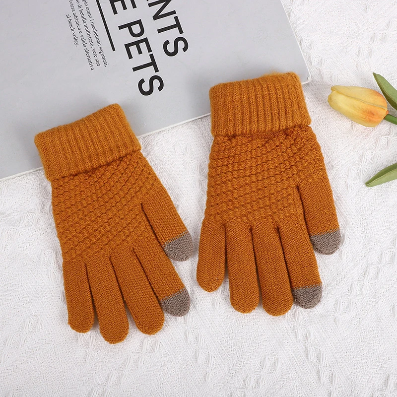 Womens Cashmere Knitted Winter Gloves Women Autumn Winter Warm Thick Touch Screen Skiing Outdoor Cycling Glove