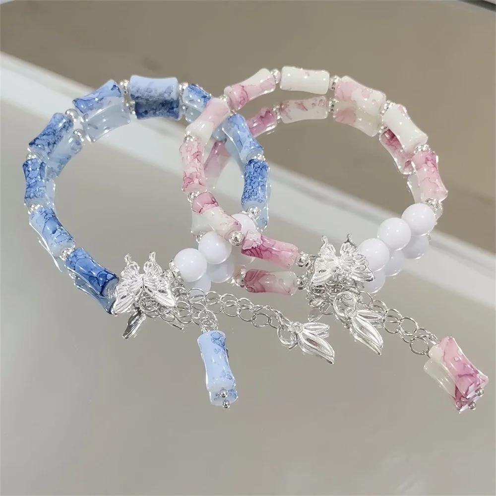 High-grade Exquisite New Chinese Ancient Style Butterfly Bamboo Sweet Versatile Couple Bracelet Natural Popular Fashion Jewelry