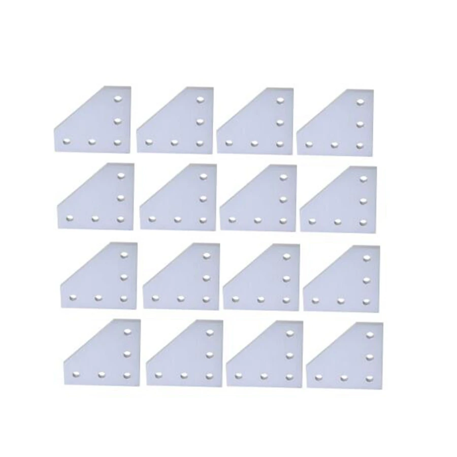 16Pcs/Lot 3D Printer Aluminum L Shaped 5 Hole Joining Plate for 2020 V-Slot/L-Slot Aluminum Extrusion