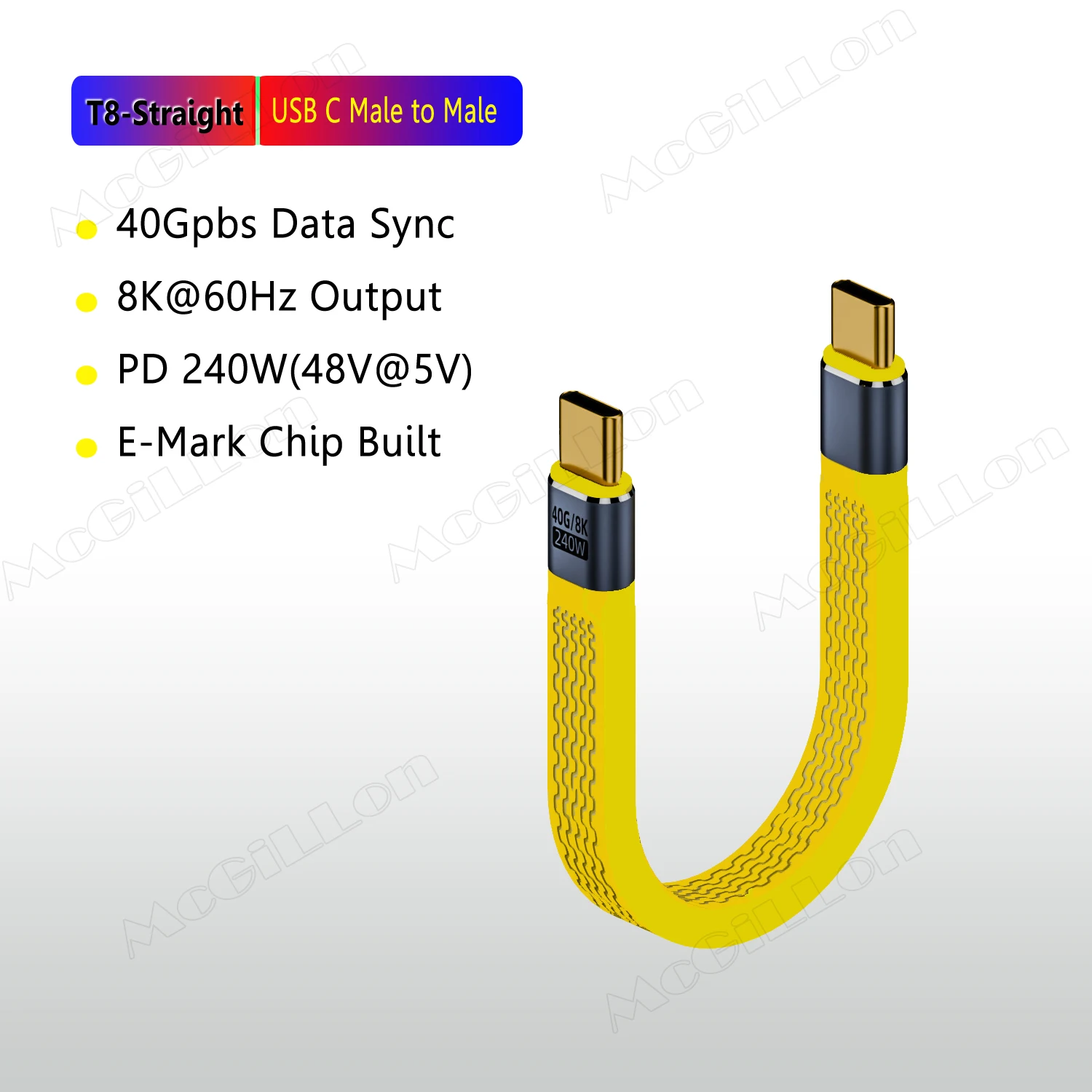 MCGILLON Ellbogen USB 3. 0 Gen3 40 Gbit/s FPC-Kabel PD 4,0 W 5a Schnell ladung Typ C zu Typ C Kabel Thunderbolt 4 8k @ 60Hz Kabel USB C Datenkabel 5