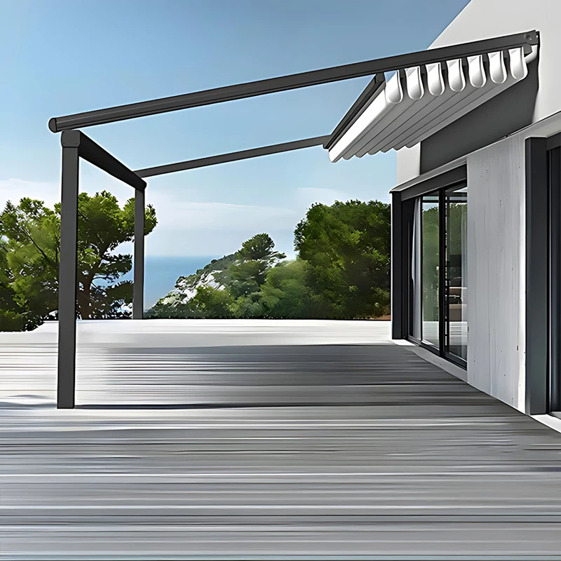 

Outdoor Electric Folding Canopy - Aluminum Alloy Sun/Rain Shelter (Villa/Sunroom/Courtyard)