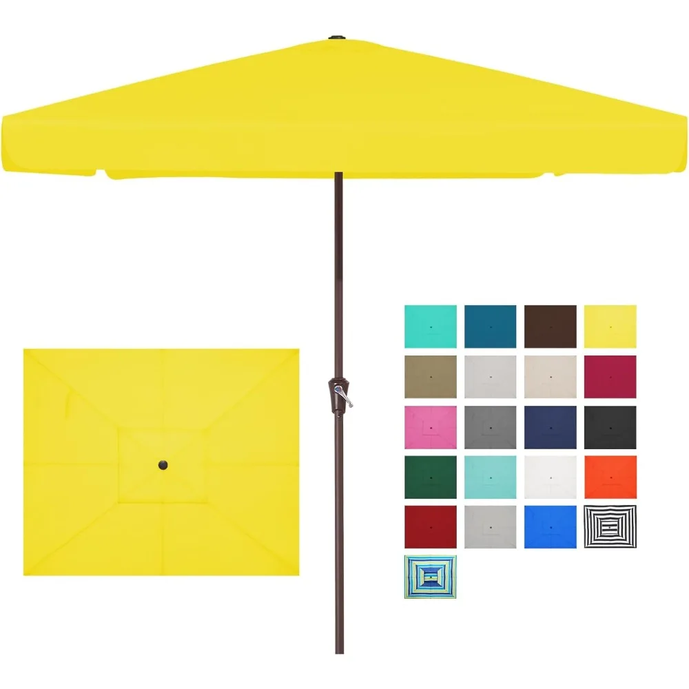 

8x10 ft Rectangular Patio Umbrellas Outdoor Table Market Umbrella w/Crank, 8 Sturdy Ribs, UV Protection Waterproof Sunproof(Yel