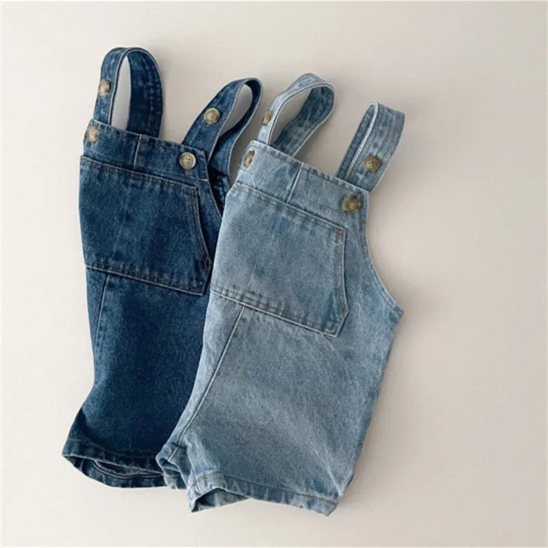 2024 Autumn New Baby Sleeveless Bodysuit Infant Girls Soft Denim Jumpsuit Cute Toddler Overalls Strap Shorts Children Clothes