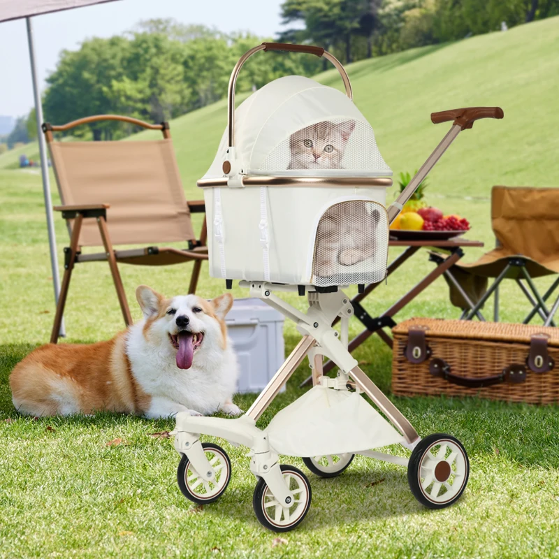 Customized Pet Trolley Separation Dog Stroller Luxury 4 Wheels Dog Detachable Pet Stroller Pet Trolley Carrier With Wheels