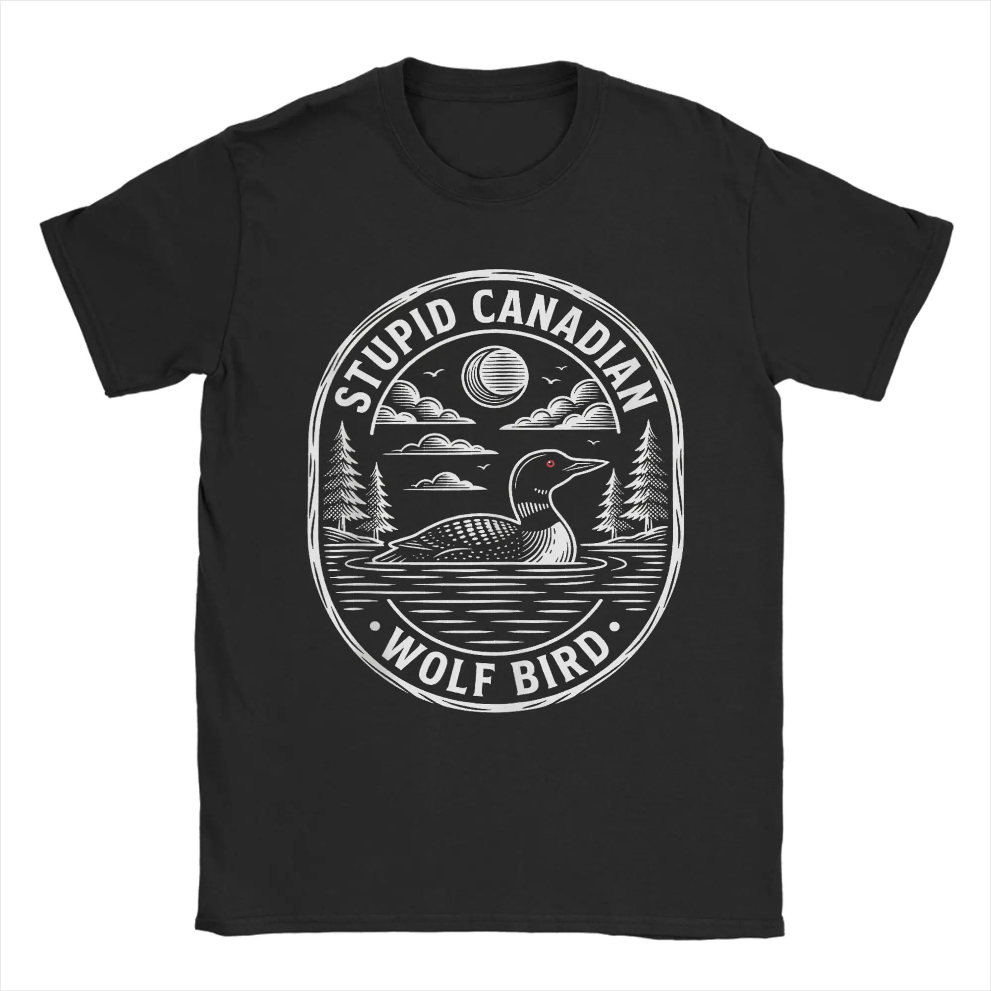 

Vintage Stupid Canadian Wolf Bird Cute Loon Sarcastic Animal T Shirt Men's Cotton Novelty T-Shirt Tees Short Sleeve Clothes