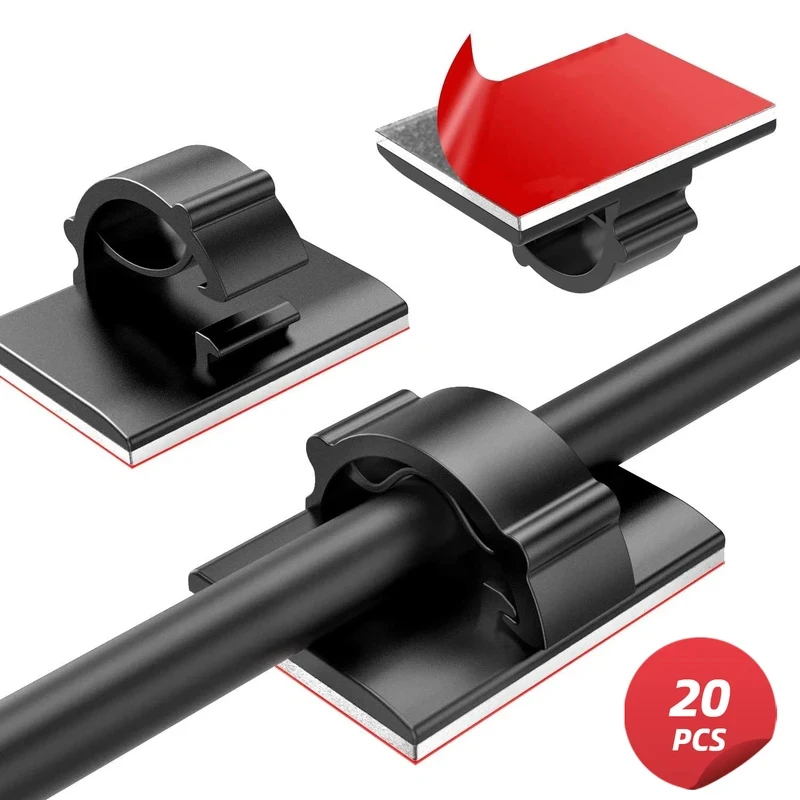 20-80Pcs Cable And Network Cable Clip With Double-Sided Adhesive Base Flexible USB Data Cable, Cable Winding Management Clip