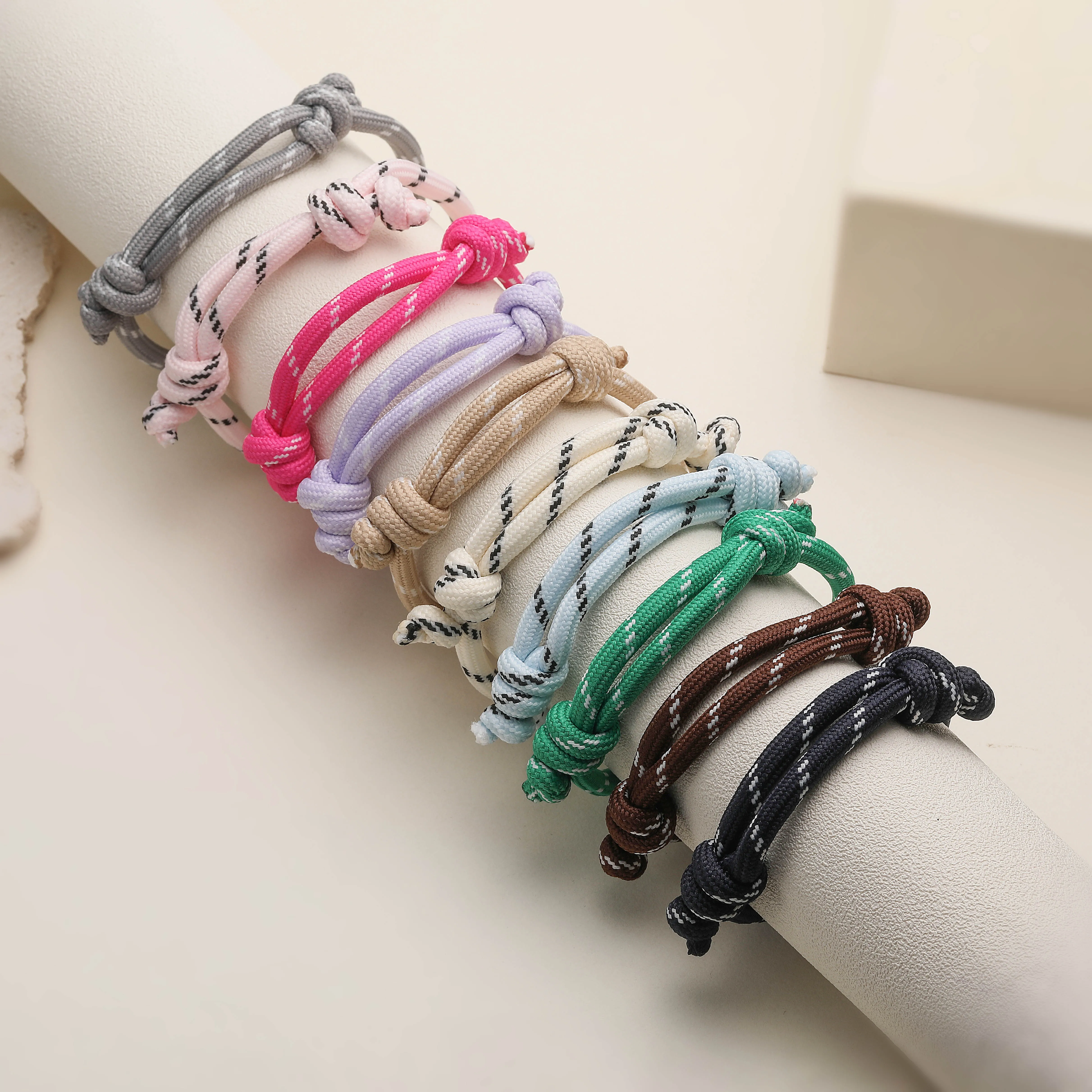 HECHENG,Minimalist Two-Tone Braided Drawstring Adjustable Cotton Bracelet Unisex Jewelry Making Accessory 1-Piece