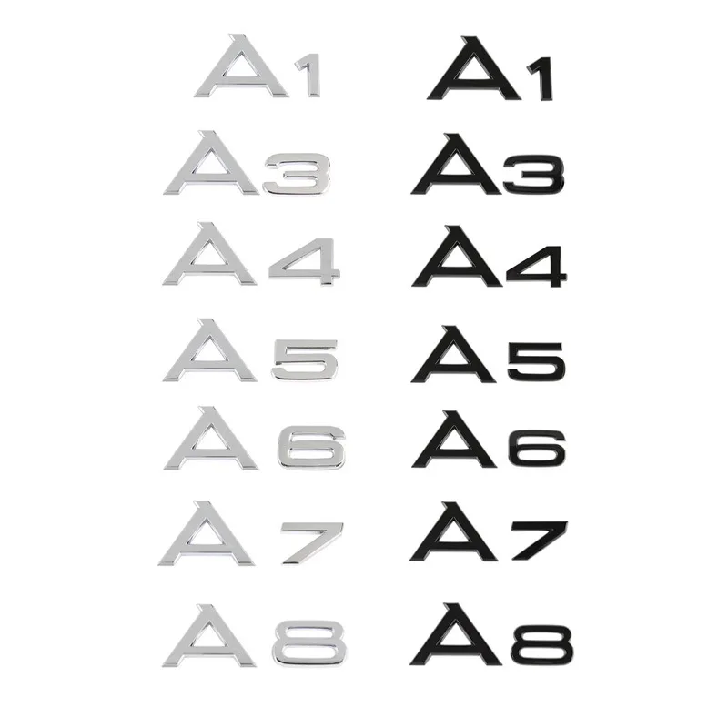 Car ABS Rear Trunk Words Logo Decals Badge Emblems Sticker For Audi A1 A3 A4 A5 A6 A7 A8 Q2 Q3 Q5 Q7 B6 B7 B8 B9 C5 C6 C7 C8